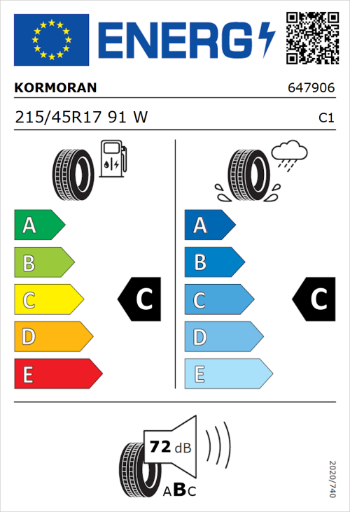 Tyre Label for Kormoran Ultra High Performance 215/45R17 91W